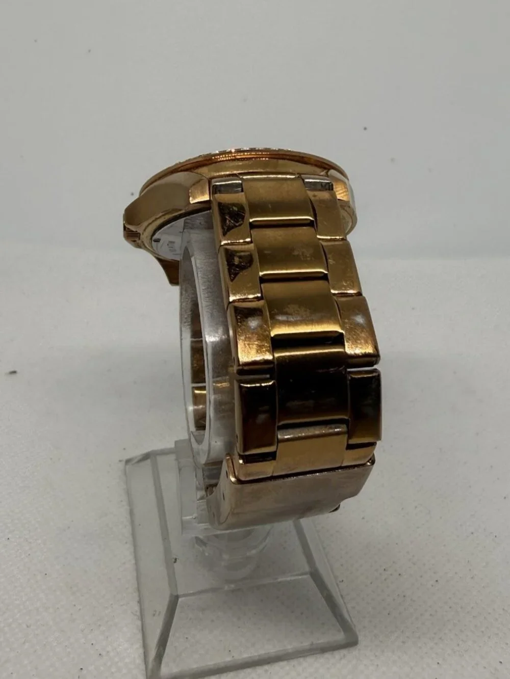 Fossil Riley ES2811 Womens Rose Gold-Tone Crystal Multifunction Watch 38mm